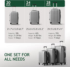 3 Piece Luggage Sets, Lightweight ABS Suitcase with 4 Spinner Wheels ＆ TSA Locks, Hardside Carry On Luggage Durable Suitcase Set for Family Travel Business - Grey, 20/24/28