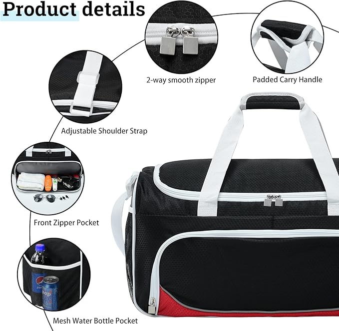 Uarition Gym Duffle Bag for Men - 55L Black Large Duffel Bags for Sports, Workout, Traveling, Durable Heavy Duty Duffel Gear Bag