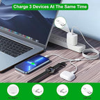 TOP-UP 3 in 2 USB C Cable for Apple Watch Charger (4FT/1.2M) – Fast Multi Charging Travel Cable Compatible with iWatch Ultra 2/SE 2/Series 11–1, iPhone 17/16/15 Series, iPad, AirPods