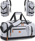 Gym Bag for Men and Women with Shoe & Laptop Compartment, 3-in-1 Sports Travel Duffel Bag Anti-Theft Weekender Carry-on Backpack for Airplane & Workout, Overnight Travel Bag, 35L, Light Grey, Medium