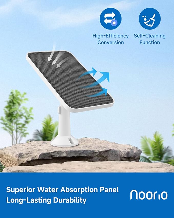 Noorio Solar Panel 3W for Security Camera Outdoor, Solar Charger for Security Camera Outdoor Wireless, Portable Outdoor Charger with 10ft Extension Cable