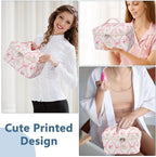 Gosect Large Makeup Bag, Cute Cosmetic Bag for Women Girls, Floral Coquette Aesthetic Toiletry Bag, Travel Make Up Organizer Bag (Pink Butterfly)