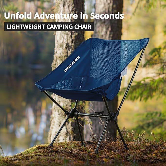 CAMEL CROWN Camping Chair Heavy Duty Backpacking Chair - Ultra-Light Folding Chair with Carry Bag, Portable Compact for Outdoor, Lawn, Hiking, Beach, Picnic