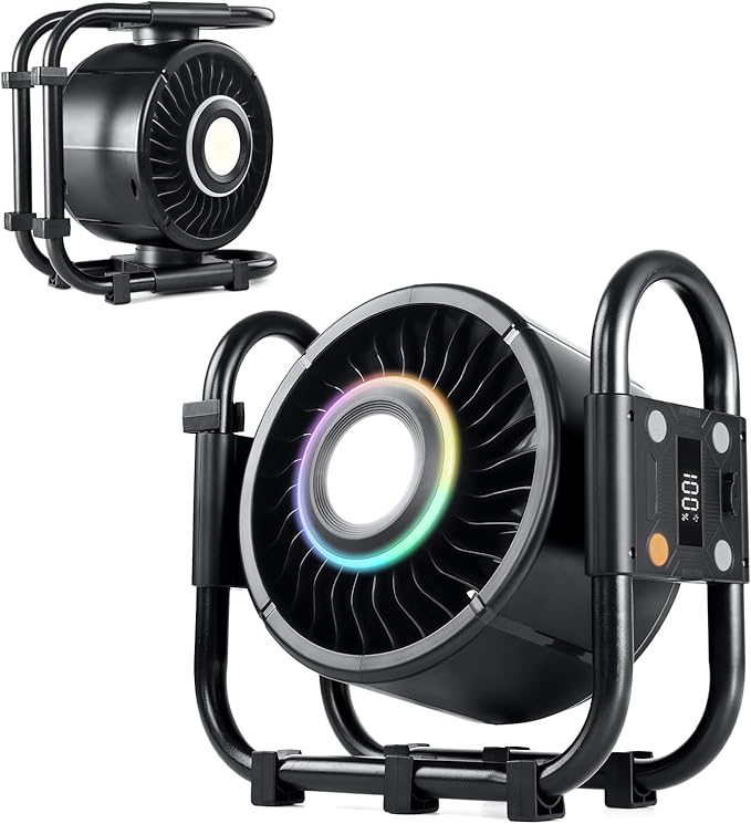 Oscillating Camping Fan Rechargeable - 16000mAh Battery Powered Fan with 6 Winds Night & RGB Ambient Light Digital Display 120° Vertical & horizontal Rotation for Camping Tent Fishing Outdoor