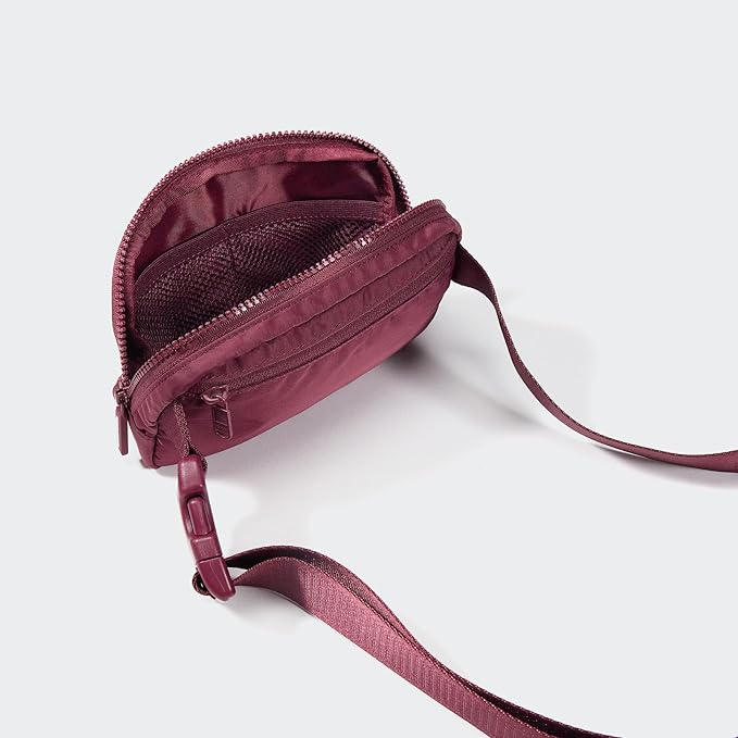 Pander Two Way Zipper Fanny Pack Nylon Everywhere Belt Bag for Women, Water Repellent Waist Packs, Crossbody Bags with Adjustable Strap (Red Merlot).