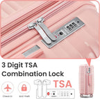 4 Piece Luggage Set, Hardside Expandable Lightweight Suitcase with 360° Mute Spinner Wheels Luggage Sets, TSA Lock, 14/20/24/28 Inch Travel Luggage for Men, Women and Girls (Pink 3)
