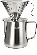 AGOGO Pour Over Coffee Maker Set - Unbreakable 304 Stainless Steel V60 Dripper & Server for Camping & Home, Includes 50 Paper Filters & Barista Towel - Silver - 20oz