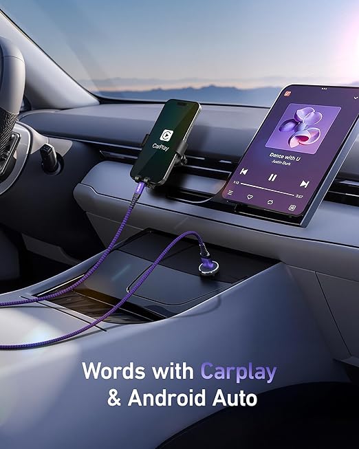 USB to USB C Cable Fast Charging [2 Pack 6FT], USB A to USB C Cable for Car, Durable Braided USB Type C iPhone Charger USBC Cord for iPhone 17/16/15/Pro Max/Plus, Samsung Galaxy S23 and More-Purple