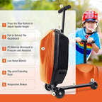 2-in-1 Ride-On Scooter Suitcase for Kids & Adults, 20” Foldable Hardshell Carry-On Luggage for Travel, Lightweight Kids Scooter Bag with Wheels