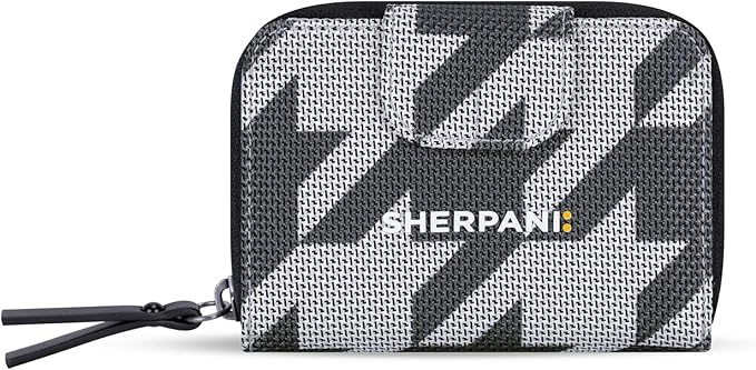 Sherpani Barcelona AT, Small Nylon Bifold Zipper Pocket Wallet, Travel Bag for Men Women, RFID Protection, Unisex Travel Gift (Houndstooth)