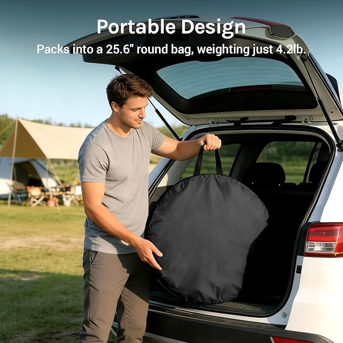 Wolfwise Pop Up Shower Tent, Portable Instant Changing Tent with Ventilation Window & Carry Bag, Privacy Bathroom Toilet for Beach, Camping & Outdoor, Width 47 ", Height 83 ", Black