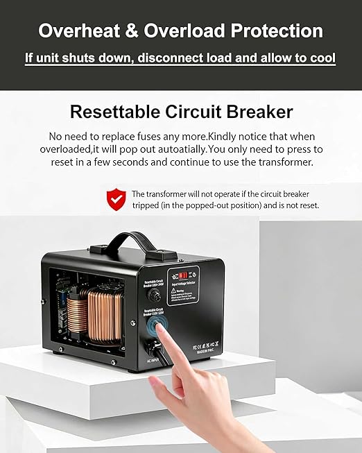 Yinleader 1500W 110V to 220V or 220V/230V/240V to 110V/120V Power Converter Step Up/Down Voltage Transformer Converter for Use 220V Overseas Appliances