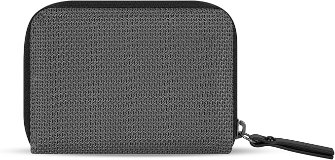 Sherpani Barcelona AT, Small Nylon Bifold Zipper Pocket Wallet, Travel Bag for Men Women, RFID Protection, Unisex Travel Gift (Granite)