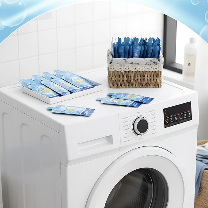 Loopeer 50 Pcs Individual Travel Laundry Detergent 0.88 oz Portable Detergent Packets Travel Size Single Use Liquid Soap for Traveler Hostel Essentials Cleaning