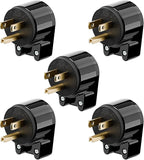 (5PACK) ETL Listed 90 Degree USA Canada Male Plug Nema 5-15P 3 Pole Angle DIY Plug, 15A 125V USA 3Pin Right Angle AC Plug