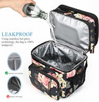 MIYCOO Lunch Bag & Lunch Box for Women Men, Double Deck Leakproof Insulated Soft Large Adult Camping Cooler bag for Work, Beach, Picnic, Travel (Flower, 15L)