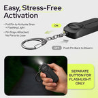 Personal Alarm Keychain for Women Self Defense - Loud Safety Whistle Alert Device with LED Light – 130 dB Emergency Security Handheld Siren Key Chain by WETEN, Black