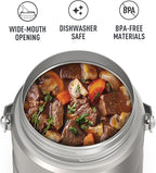 THERMOS Stainless King Vacuum-Insulated Food Jar Matte Steel | With Storage Containers | Built-in Handle | 47 Ounce | Pack of 4