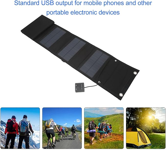 Portable Solar Panel Charger 25W, 5V 2 5A Foldable Solar Phone Charger Kit, 8 Fold Solar Panels with 1 to 3 USB Charging Cable and Climbing Buckle for Outdoor for Tablets and Hiking, Solar Charger