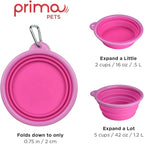 Collapsible Silicone Water Travel Bowl with Clip for Dog and Cat, Portable and Durable Pop-up Feeder for Convenient On-The-go Feeding – Size: Large (5 Cups) Pink – 2 Pack