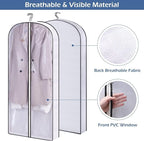 SLEEPING LAMB 50" Clear Garment Bags for Hanging Clothes Storage 4" Gussetes Dress Bags for Closet Storage Coat Cover for Suits, Sweater, Jacket(5 Packs)