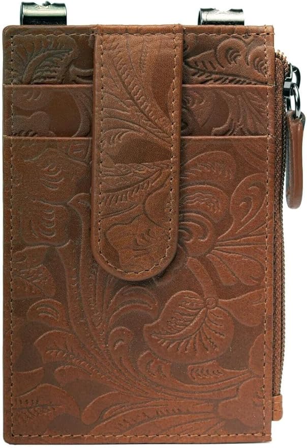 RFID Blocking Boot Wallet with Security Chain & Zipper Lock Genuine Leather Wallets for Men and Women, Travel Wallet, Minimalist Leather Card Holder