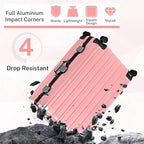 Krute Aluminum Frame Luggage 28 Inch Checked Suitcase with Spinner Wheels TSA Approved No Zipper Hard Shell Luggage PC+ABS Travel Suitcase Pink