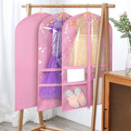 Univivi Garment Bags for Dance Costumes for Hanging Clothes, 40 Inch Breathable Dance Competition Garment Bag With 3 Medium Clear Zipper Pockets for Kids (Pink) - 8 Pack