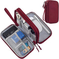 CAAORDKSO Electronic Cord Organizer Travel Case, Travel Cable Organizer Bag, Waterproof Electronic Accessories Carry Pouch for Cable, Cord, USB, Charger, Phone, Power Bank, Earphone (Wine Red, Medium)