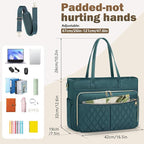 RAINSMORE Teacher Tote Bag 15.6 Inch Laptop Bag for Women Work Bag with Large Cup Holder Nurse Bag Computer Tote Handbag
