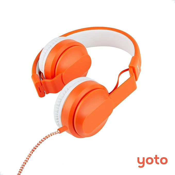 YOTO Wired Headphones – Kids Accessories, Lightweight Adjustable & Foldable Over-Ear Earphones with Travel Bag, Volume-Limiting for Safe Listening & Daisy Chain Feature for Audio Sharing