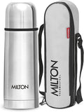 Milton Thermosteel Flip Lid Flask 350, Double Walled Vacuum Insulated Thermos 350 ml | 12 oz | 24 Hours Hot and Cold Water Bottle with Cover, 18/8 Stainless Steel, BPA Free, Leak-Proof | Silver
