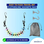 Magnetic Clothesline for Cruise Staterooms – Cabin Approved Travel Clothes Line with Non-Scratch Magnets – Portable Laundry Drying Rope, Cruise Accessories and Essentials