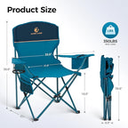 ALPHA CAMP Camping Chairs 250LBS Capacity, Heavy Duty Folding Chair with 4-Can Cooler Bag, Portable Outdoor Chair with Cup Holder for Adults, Collapsible for Tailgating, Beach, Fishing,Black,2PC