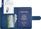 Passport Holder, Passport Cover with Credit Card Slot and Boarding Pass Slot Combo, Passport Wallet Case Book Travel Must Have, RFID Blocking Leather Travel Accessories, Dark Blue