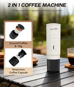 H02 PRO Portable Electric Espresso Maker, Father's Day Coffee Machine Compatible with NS Capsule Original Pods & Ground Coffee, Mini Travel Espresso maker for Camping, Hiking, RV