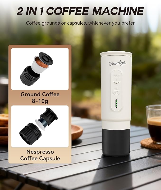 H02 PRO Portable Electric Espresso Maker, Father's Day Coffee Machine Compatible with NS Capsule Original Pods & Ground Coffee, Mini Travel Espresso maker for Camping, Hiking, RV