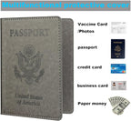 Rose Gold & Gray Passport Holder for Travel, Passport Wallet Cover Case for Family Women Men Cruise Essentials, Travel Must Haves Passports Book Protector