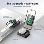 ummz for Magsafe Battery Pack 10000mAh,5-in-1 Magnetic Portable Charger with Wall Plug, Wireless Power Bank for Apple Watch,22.5W Fast Charging PowerBank for iPhone 17 Pro Max/16/15/14/13/12 Mini