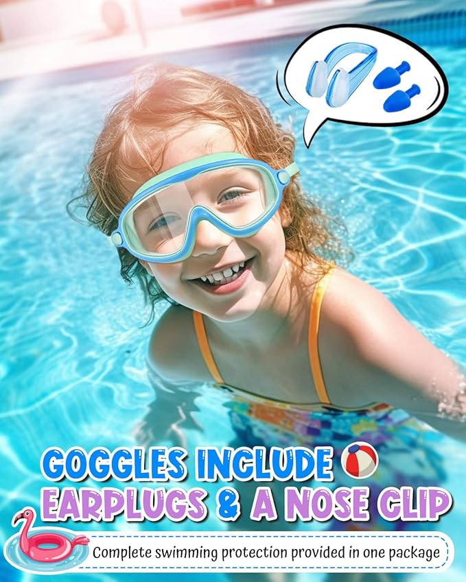 Swim Goggles 2 Pack, Wide View Anti Fog&UV Swimming Goggles for Audlt, No Leak Pool Beach Essentials for Men Women