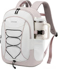 LOVEVOOK Mens Backpack with Giant Tumbler Holder Pocket,15.6 Inch Everyday Laptop Backpack Commuter Travel Work Computer Bag for Women,Casual Hiking College Teacher Back Pack Daypack,White-Beige Grey