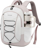 LOVEVOOK Mens Backpack with Giant Tumbler Holder Pocket,15.6 Inch Everyday Laptop Backpack Commuter Travel Work Computer Bag for Women,Casual Hiking College Teacher Back Pack Daypack,White-Beige Grey