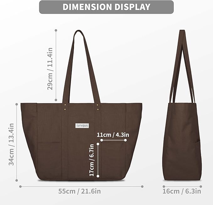 HOMESPON Large Canvas Tote Bag for Women Everything Bag with Pockets and Laptop Sleeve