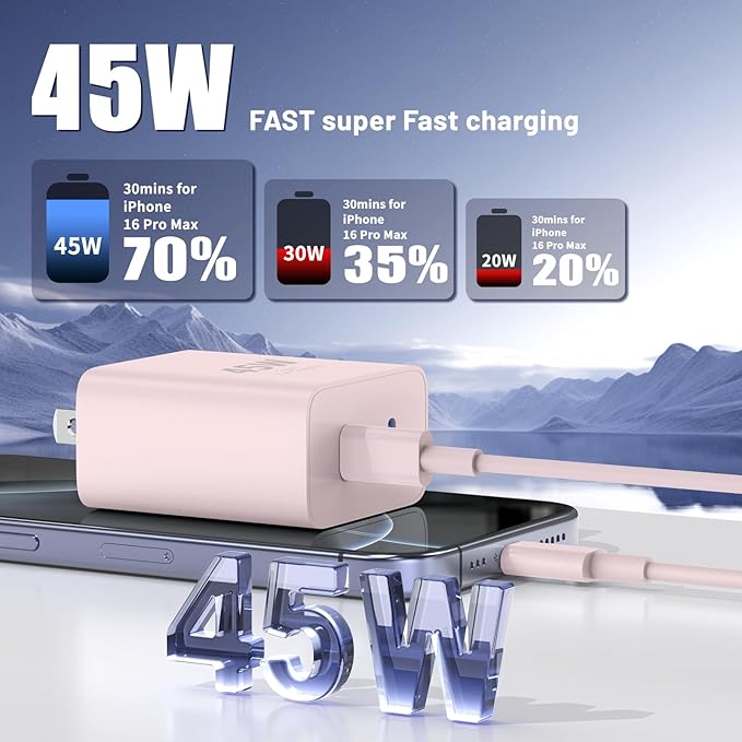 QZIIW Super Fast Samsung Charger Type C,45W Dual Port USB C Fast Charger Block [2-Pack] & Extra Long 60W 3/6/6/10FT USB C Cable - PD Quick Charging 3.0 for Samsung Galaxy S25 Ultra/S24+/S23 iPhone 16