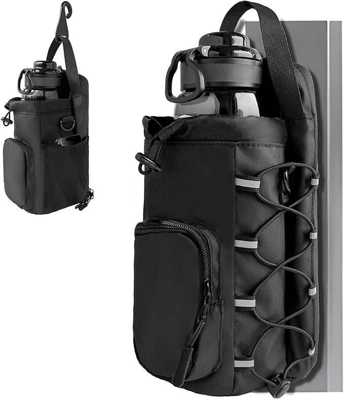 Magnetic Gym Bag for Men and Women, 60 OZ Magnetic Water Bottle Holder for Gym, Small Gym Bag, Gym Gifts for Women and Men (Black)