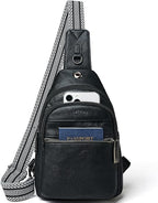 LATMAP Sling Bag For Women Faux Leather Small Casual Daypack Backpack Fanny Pack Crossbody Chest Bags Purse