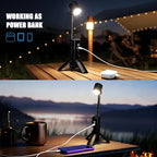 Telescopic Camping Light, Portable Rechargeable Camping Lantern, Outdoor Adventure Emergency Flashlight, Waterproof LED Camp Lamp with Magnetic (Black)