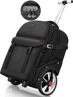 MATEIN Rolling Backpack for Men with Wheels, 17 Inch Large Wheeled Backpack with Combination Lock, Water Resistant Anti Theft Travel Laptop Backpack for Adults Work Business, Black