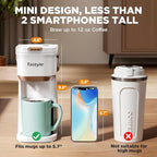 Tastyle Single Serve One Cup Coffee Maker, for K Cups and Grounds, Mini Coffee Maker with Portable Handle, 6 to 12 Oz Brew Size, for Travel, Camping, Office, RV and Dorm, 120V, White and Brown