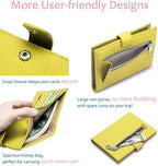 Slim Passport Wallet for Women – RFID Blocking Passport Holder for Travel Women with Card Slots, Coin Pocket & SIM Slot – Genuine Leather Travel Organizer – Lemon Yellow